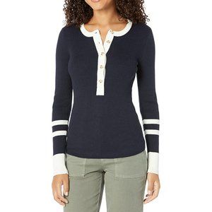 NEW Faherty Mikki Henley in Coastal Blue Colorblock NWT